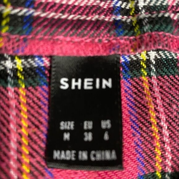 Women’s Shein  pink plaid kilt skirt side zipper missing front tie - Picture 5 of 5